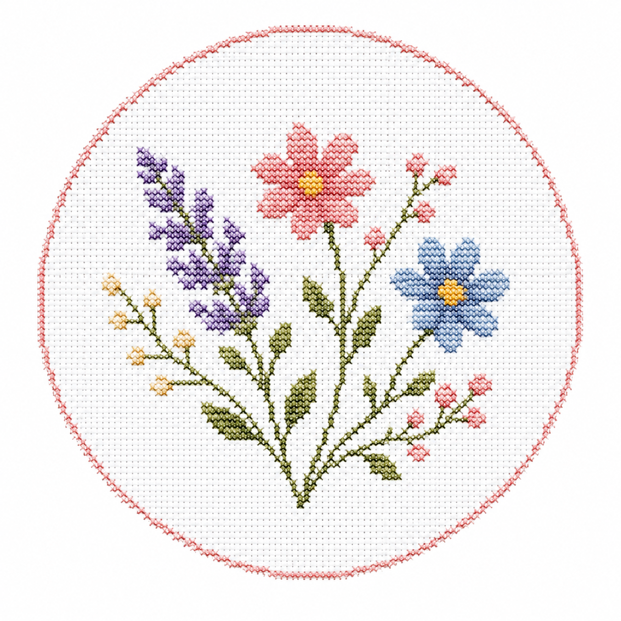 Easy-Floral-Cross-Stitch-Patterns-Pastel-Bouquet-Beginner-Embroidery-Design