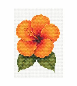 Free-Beginner-Friendly-Embroidery-Cross-Stitch-Patterns-Hibiscus-orange-flower