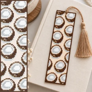 Free-Beginner-Friendly-Embroidery-Cross-Stitch-Patterns-coconut-fruit-bookmark