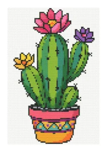 Free-Beginner-Friendly-Embroidery-Cross-Stitch-Patterns-colorful-cactus
